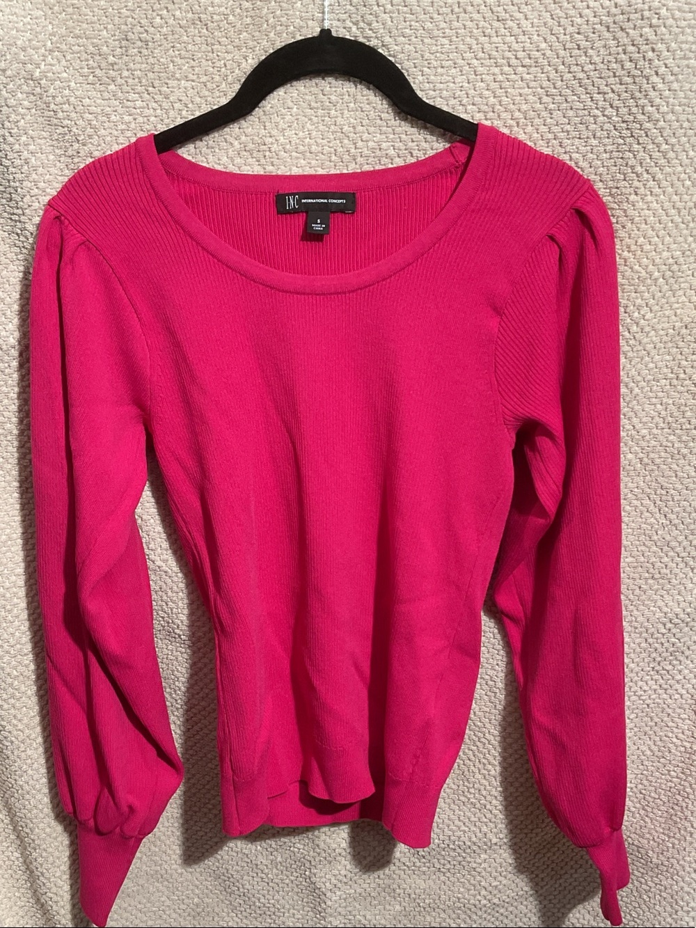 INC International Concepts Hot Pink Ribbed Long Sleeve Top